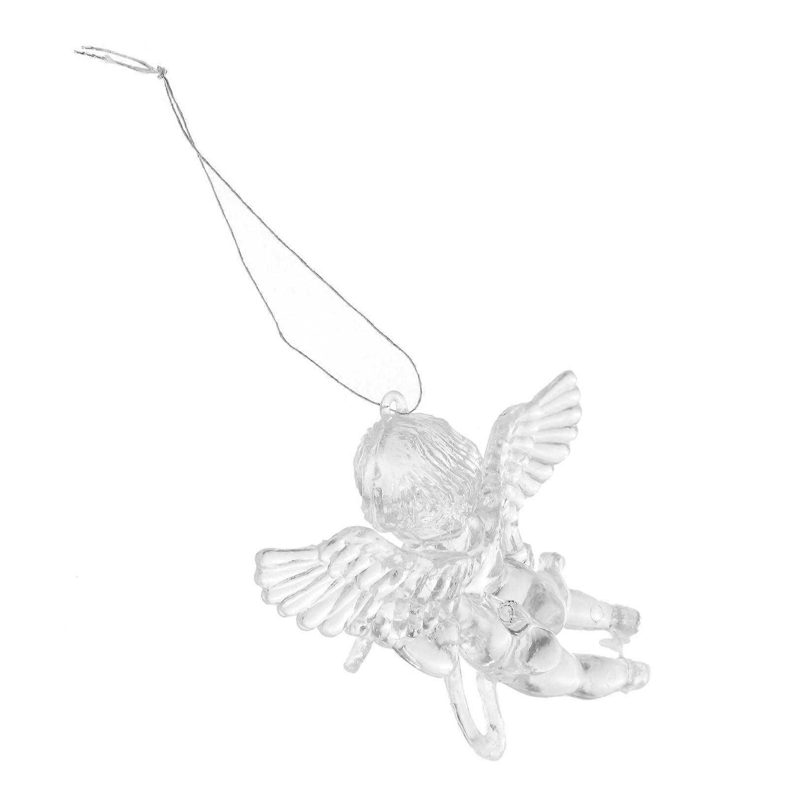 Decorative Hanging Ornaments 12Pcs Clear Angel Shape Accessory For Christmas Party Decoration 9X6X2CM Acrylic