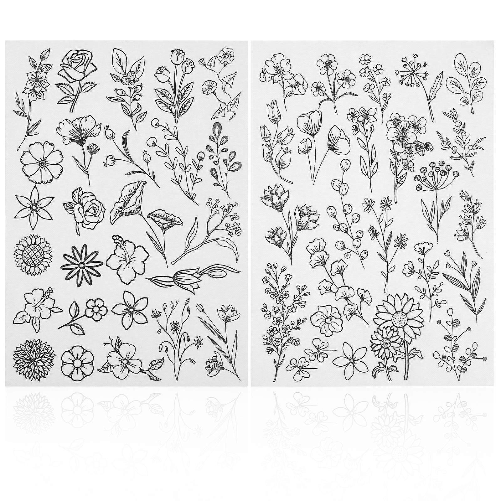 Water Soluble Embroidery Stencils   2 Sheets, Easy Use Fabric Stabilizers, Wash Away Patterns for Hand Sewing, Suitable for Beginners &