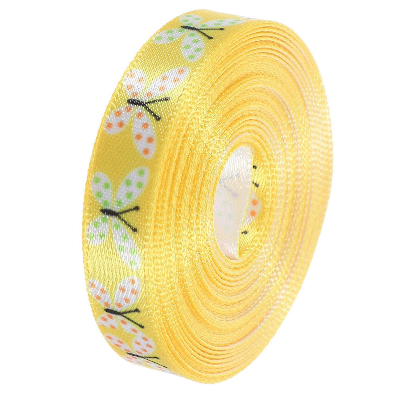 Easter Ribbon for Gift Wrapping in Yellow Polyester Perfect for Decoration and DIY Crafts
