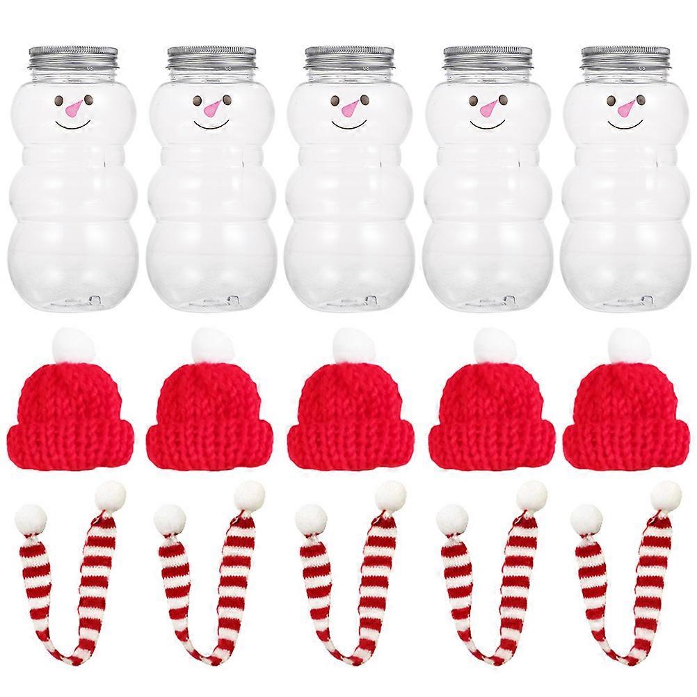 Snowman Shape Beverage Bottles For Christmas Celebration Assorted Color Leak-Proof 5 Sets