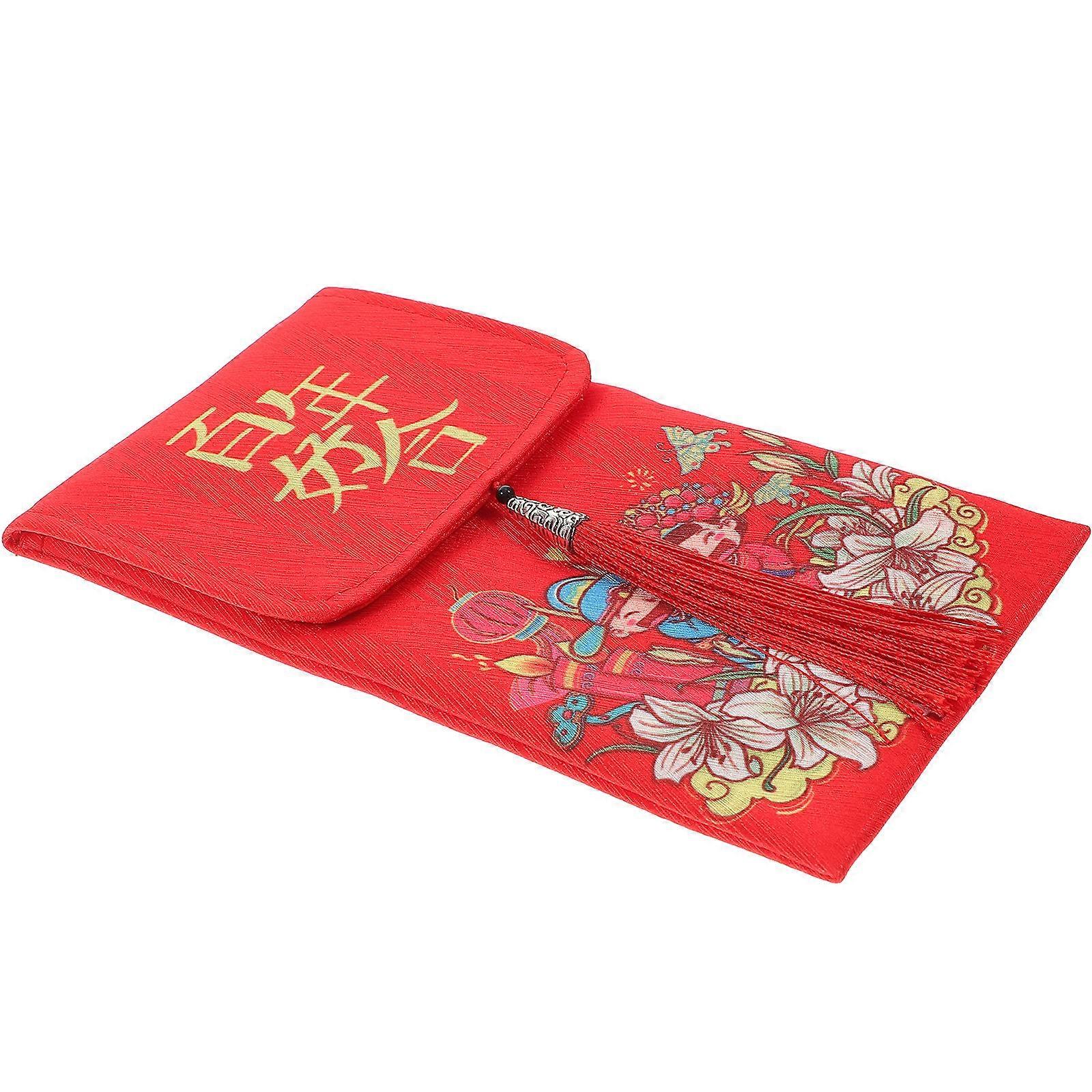 Red Envelope for New Year Made of Brocade Excellent Craft Retro Chinese Style Design 100x150mm