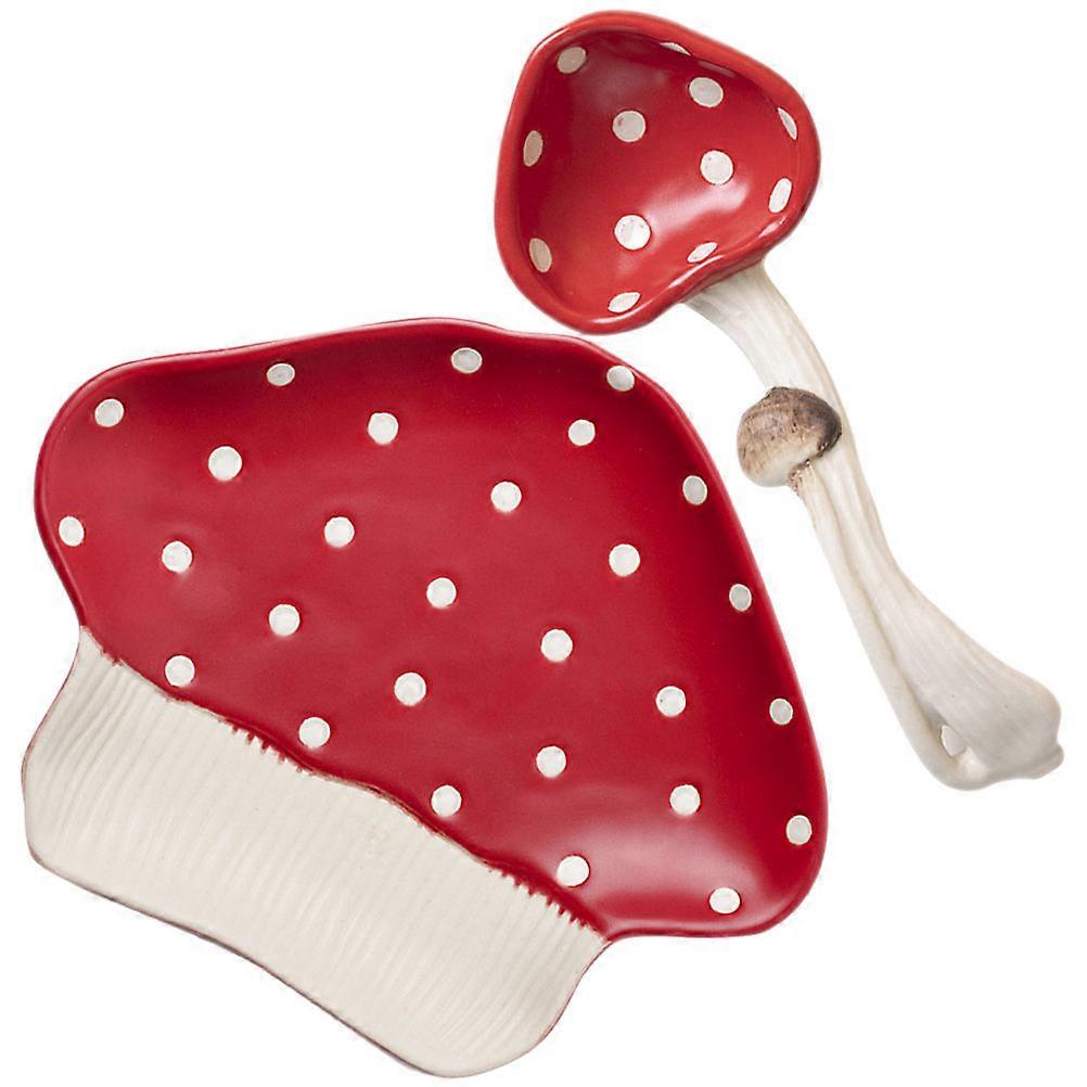 Mushroom Plate Ceramic Food Plate Family Use Multi Color 21X17Cm 1 Set Serving