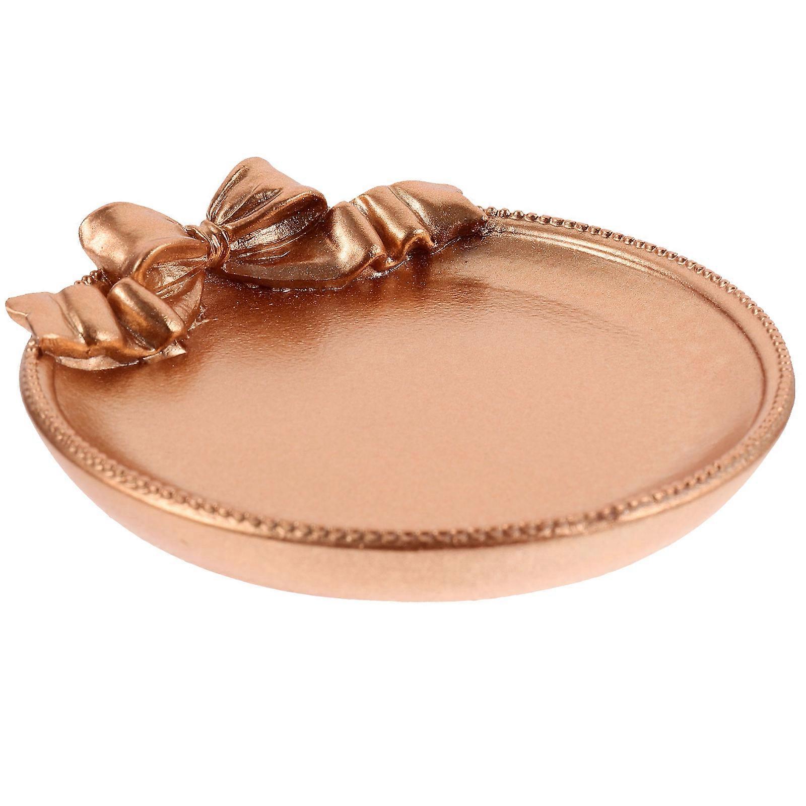 Retro Style Tray Golden Resin Artistic Mirror Design Storage Plate for Decoration