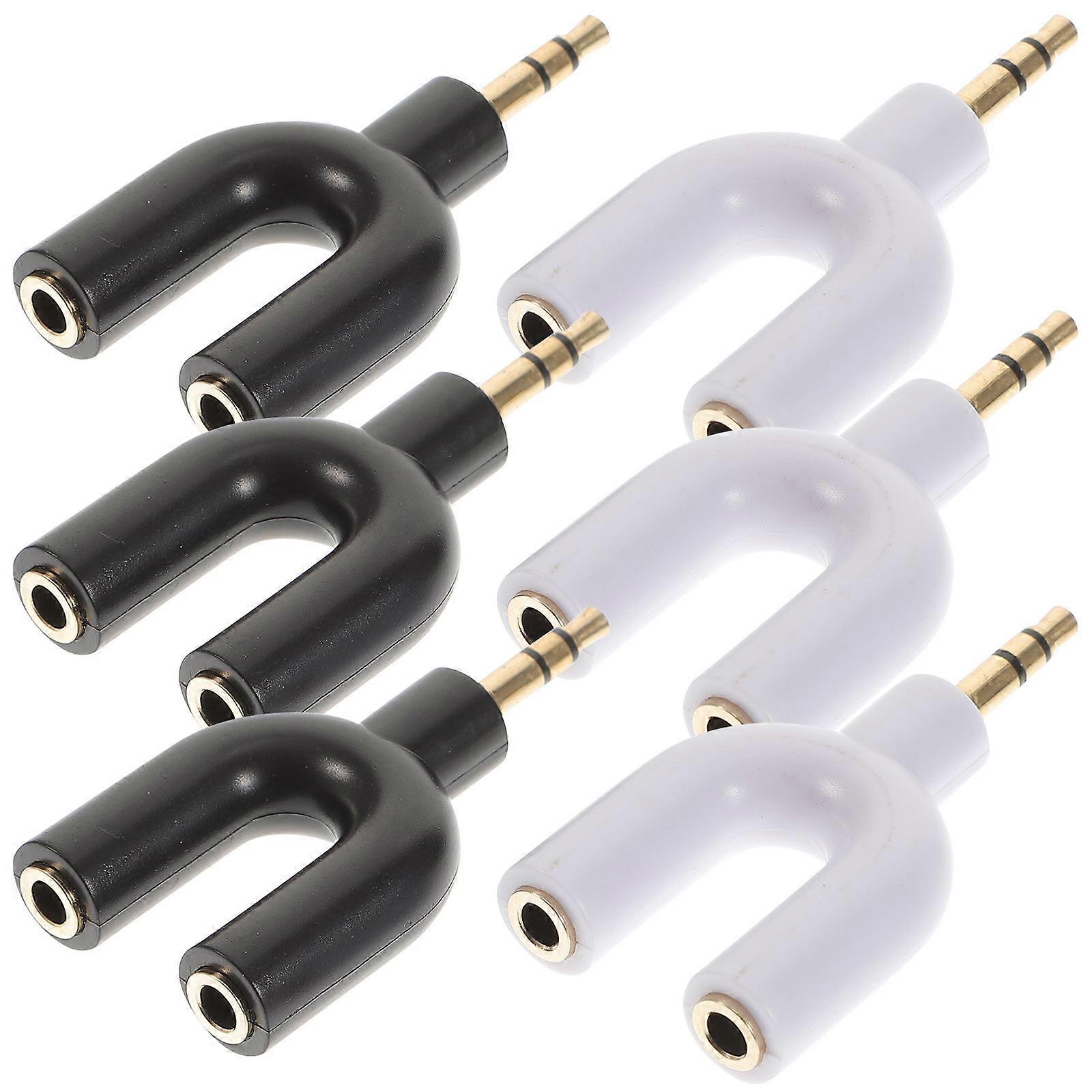 6pcs U Shape 3.5mm Headphone Splitter Adapter for Earphone Copper Assorted Color