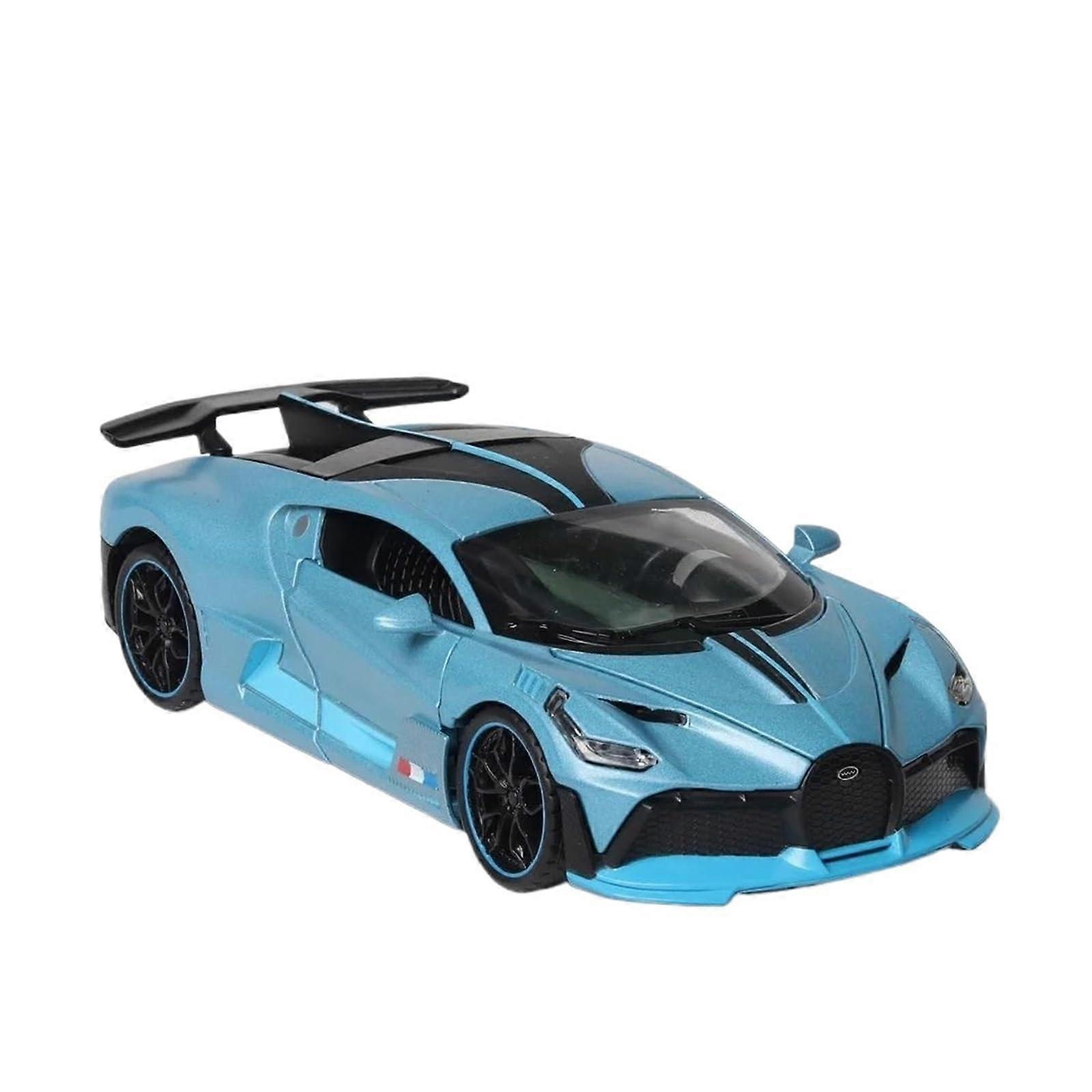 Scale model car 1:32 for Bugatti Divo simulation, sophisticated alloy car model, classic metal, exquisite ornaments, diecast vehicle (Blue).