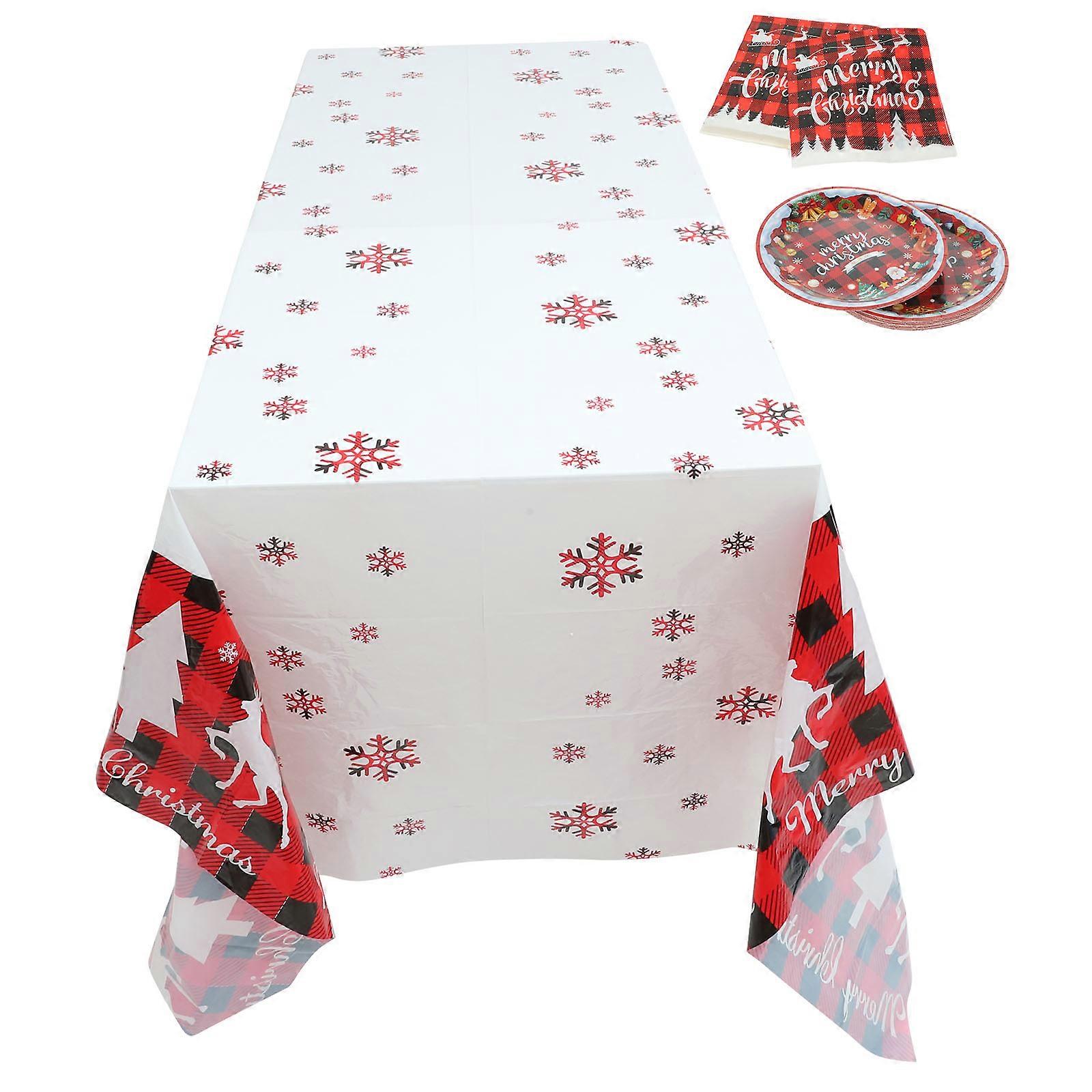 Stylish Paper Tableware Set Plates Napkins Tablecloth For Picnic Celebrations 1 Set