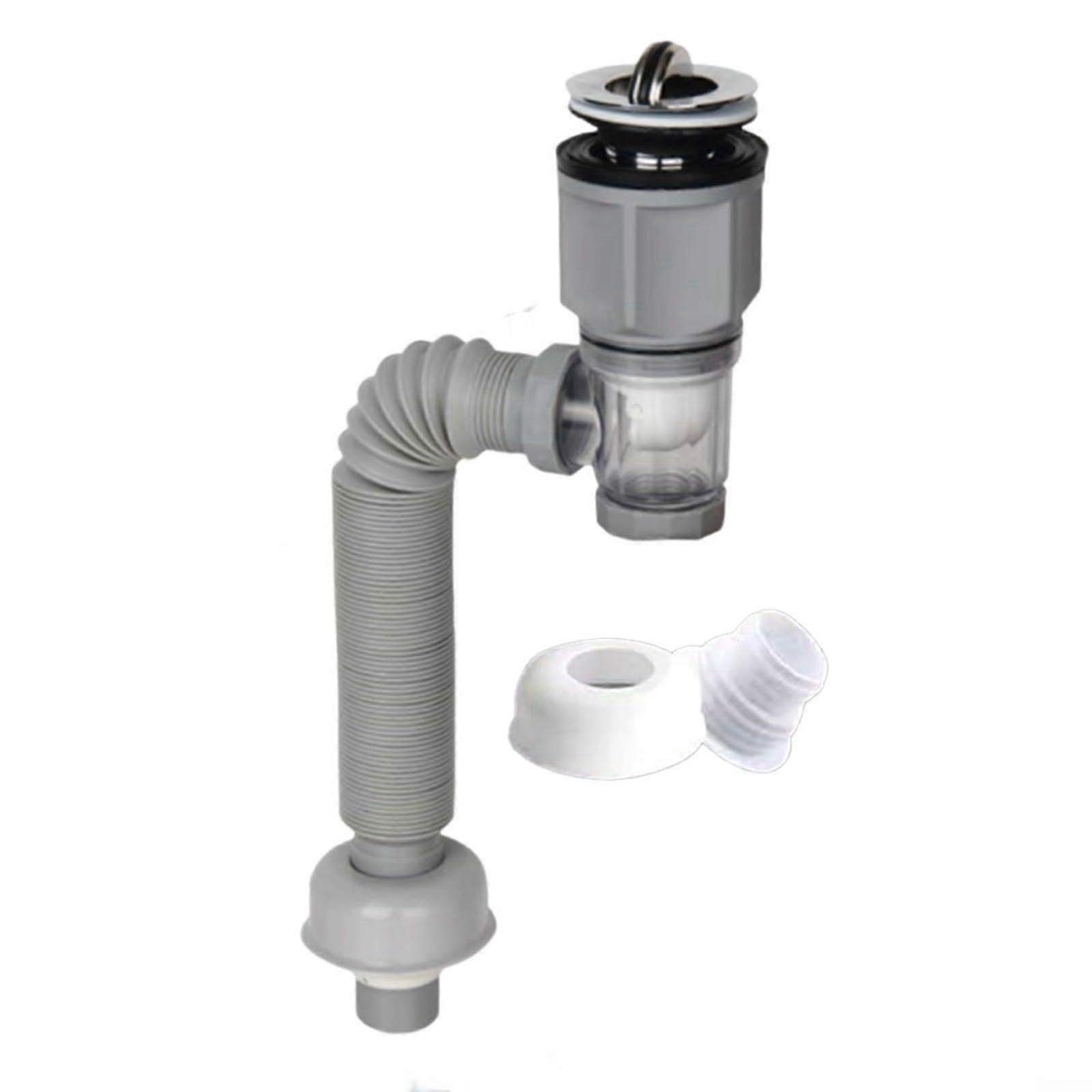 Siphon Sink, Drain Pipe for Bathroom Sink, Straight or Side Outlet, OdourProof and Easy to Install (Grey) gray