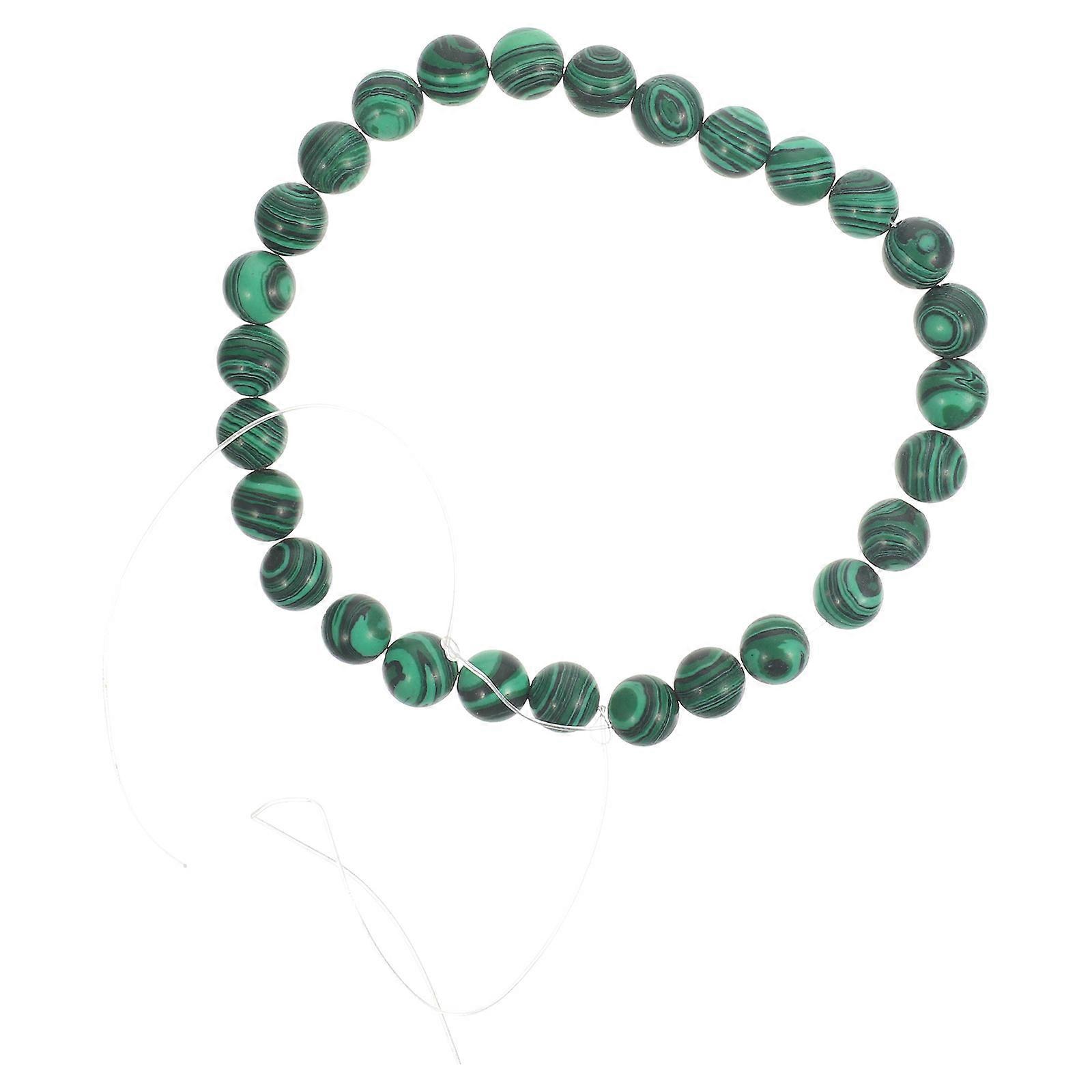 DIY Jewelry Supplies 5Pcs Round Natural Stone Beads Perfect For Pendant Making Among Craft Lovers In Vibrant Green Color