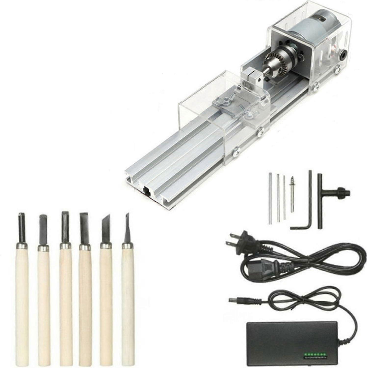 Mini Lathe for Wood and Metal, 7-Speed Polisher With Precision Drill Chuck Grinding Engraving Bead