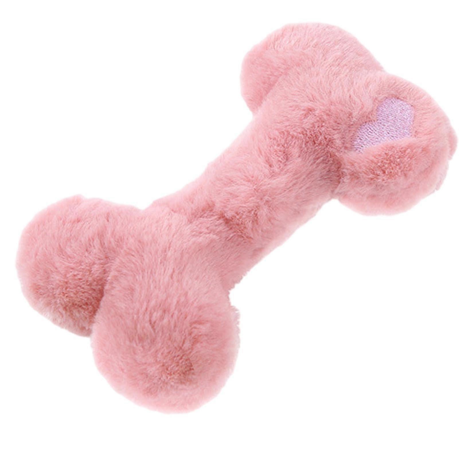 Squeaky Dog Toys for Small Dogs - Soft Plush Bone-Shaped Chew Toys - Gentle Portable Chewable Toys for Puppies, Playtime Pink