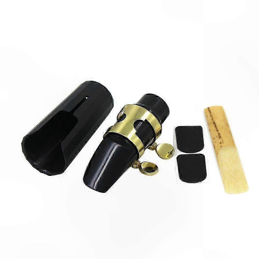 Soprano Saxophone Mouthpiece with Metal Cap and Reed Patches for Woodwind Instruments