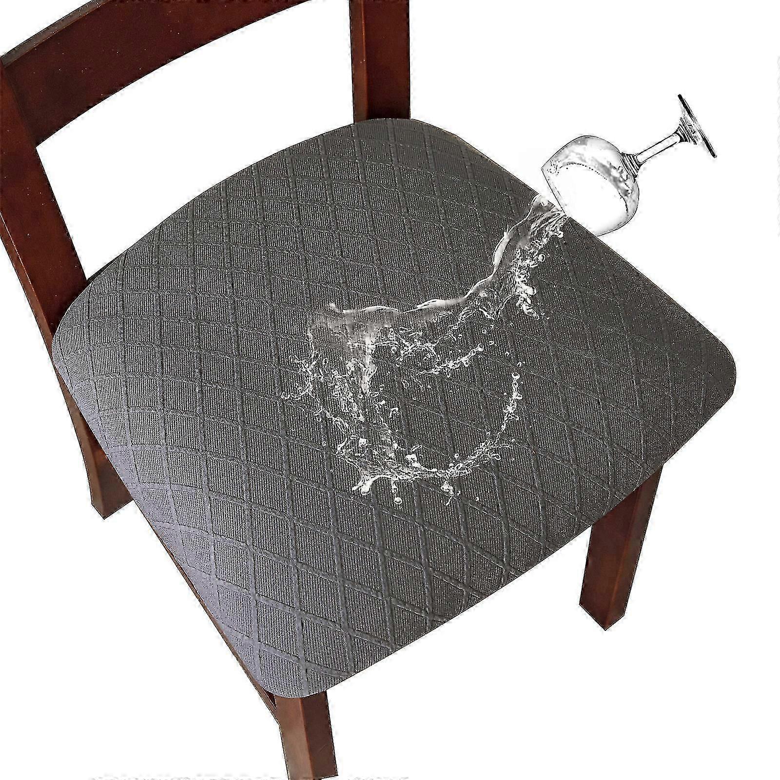 Gris,4 pcs Housse Assise Chaise Elastique Jacquard Extensible Housse de Chaise Gaufre pour Salle  Manger