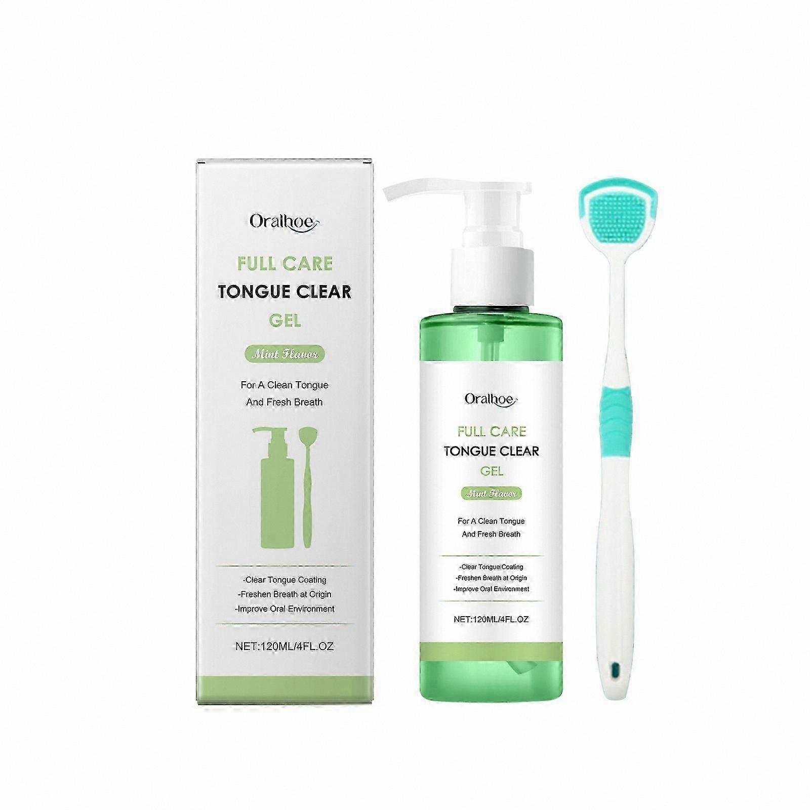 Mint-Flavored Tongue Cleaning Gel and Brush Kit for Fresh Breath and Oral Hygiene