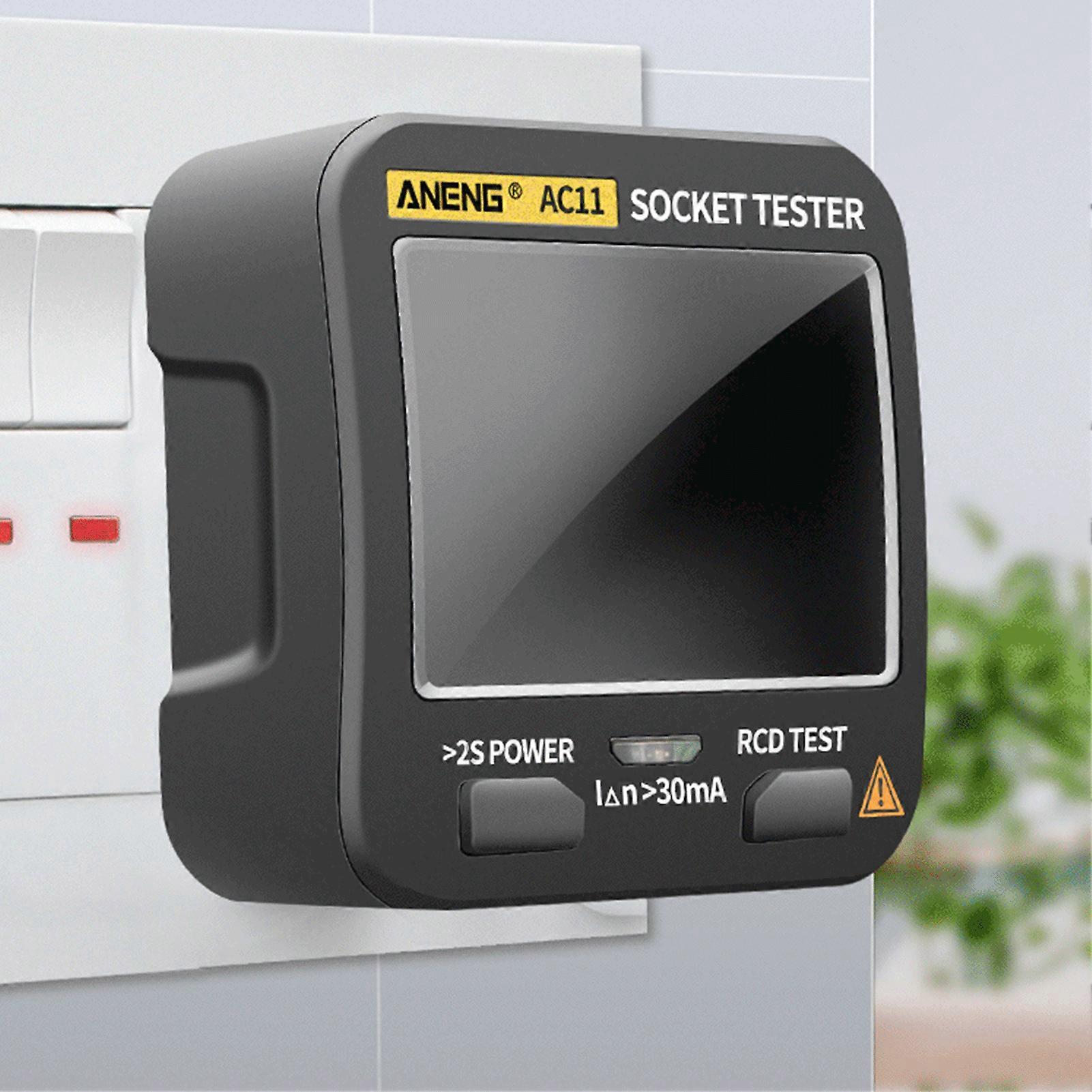 ANENG AC11 Socket Tester Electric Leakage Detector LCD Display Ground Wire Zero Line Live Wire Phase Multifunctional Electrical Electroscope RCD NCV E