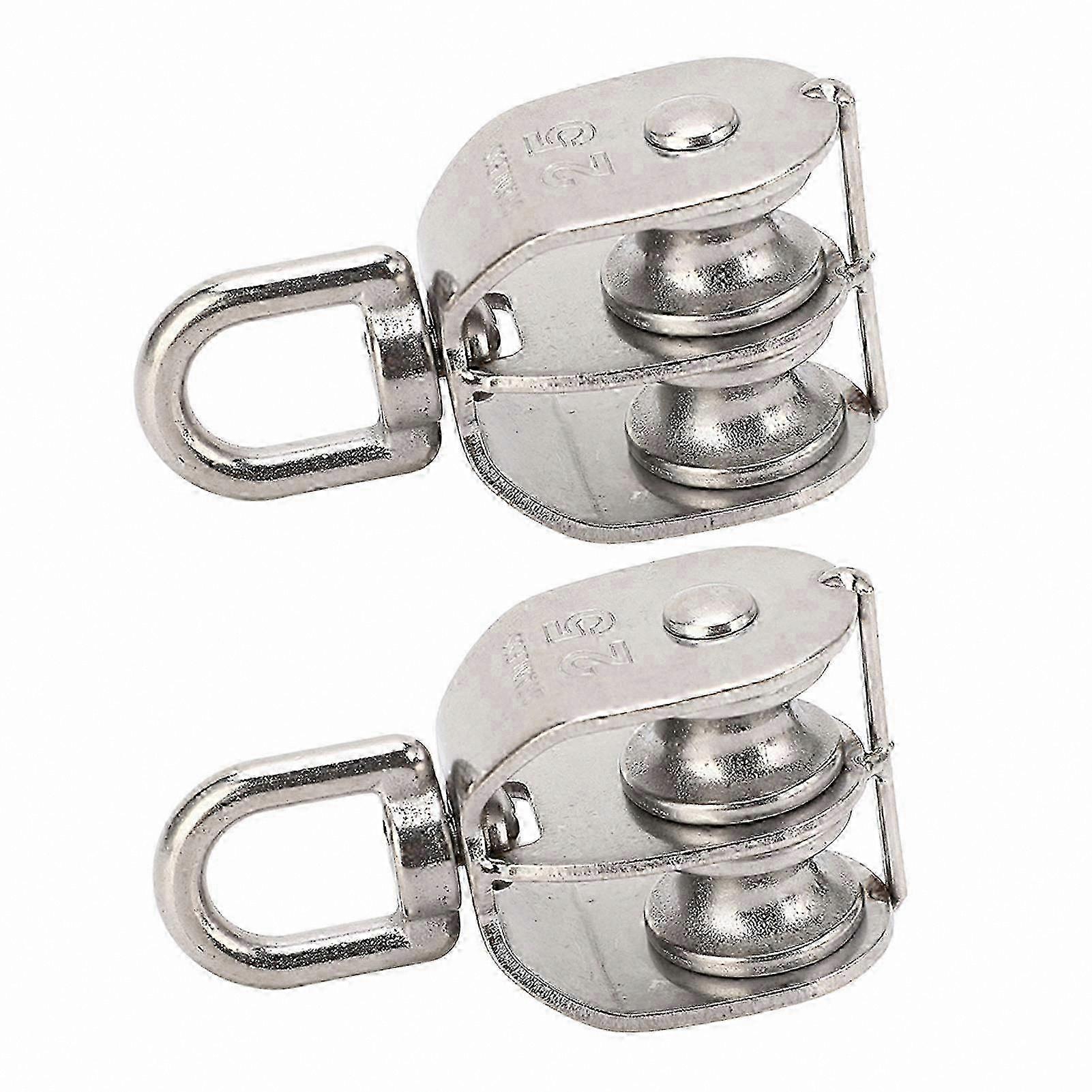Stainless Steel Double Pulley Block 2 Pack, 150kg Capacity Swivel Wheel Roller for Lifting and Rigging Applications