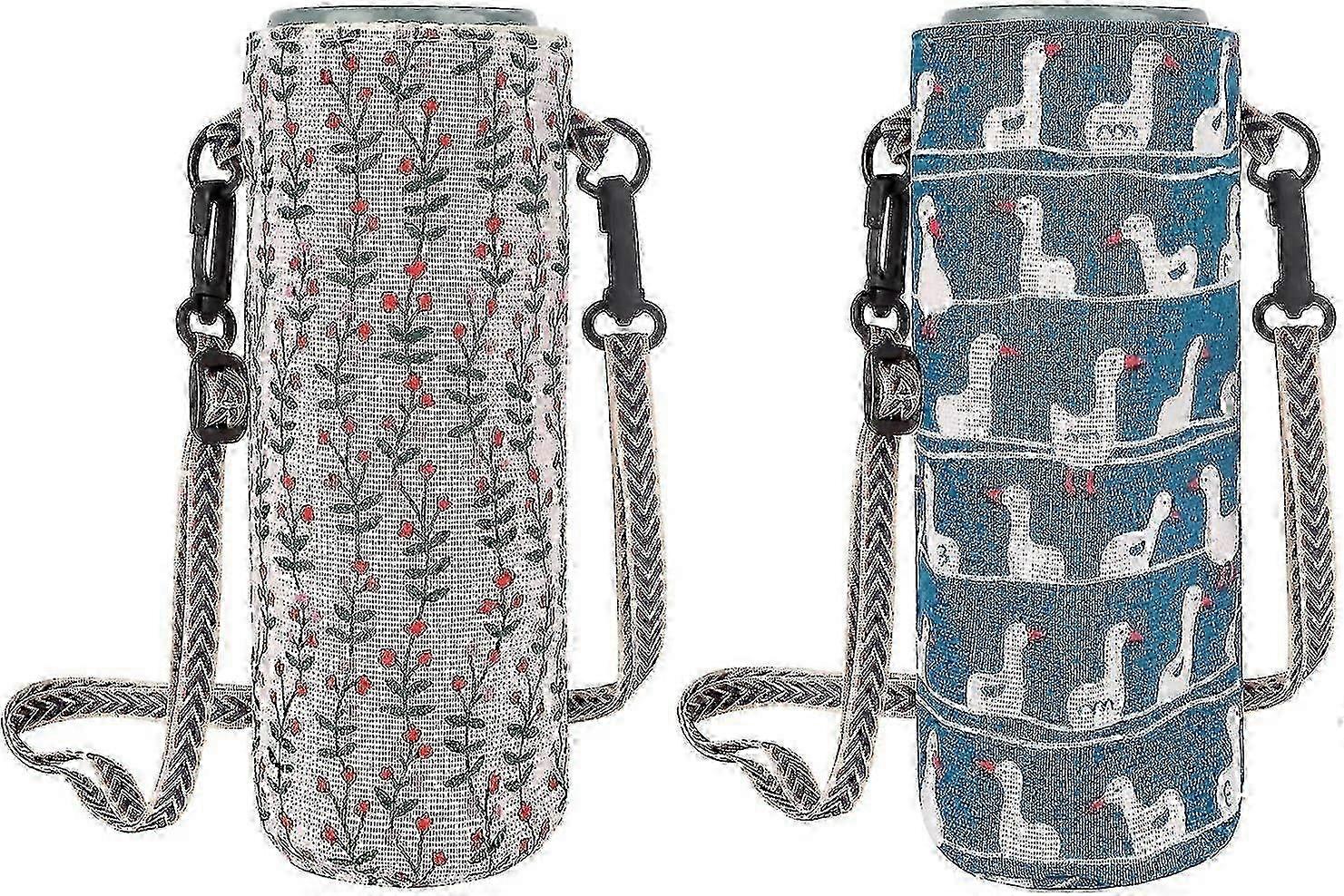 2pcs Water Bottle Tote Bag With Adjustable Shoulder Strap
