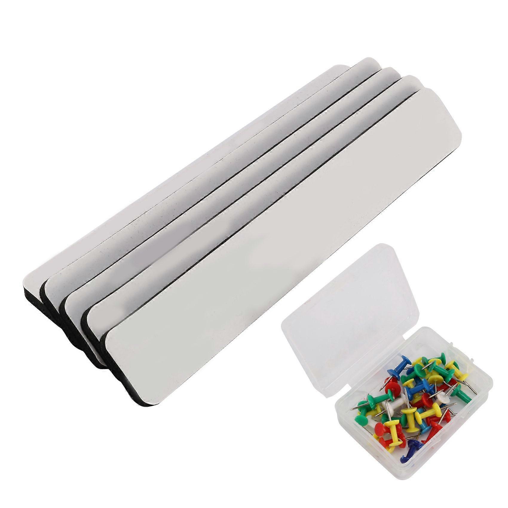 Combo Bulletin Board Strips - 5 Black Self Adhesive Backing Magnetic Metal Felt Push Pin Bars,Home