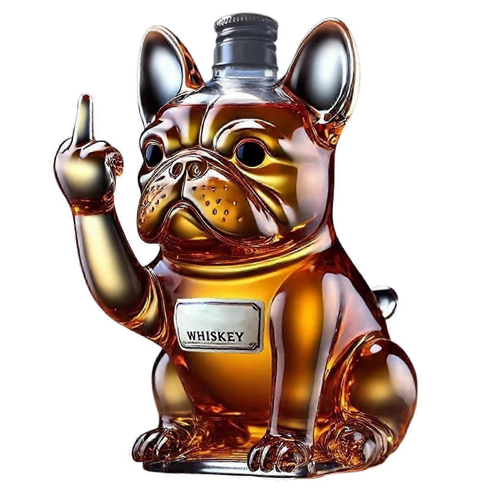 wine decanter with french bulldog design home bar accessory