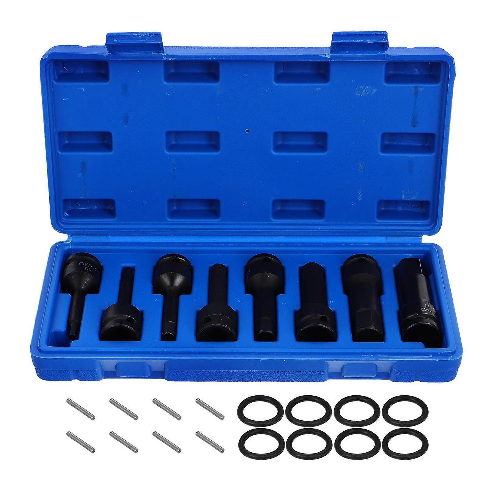 Heavy Duty Impact Socket Set 1/2 Hex Drive Replacement Bits for Repairing Use Black ChromeMolybdenum Steel