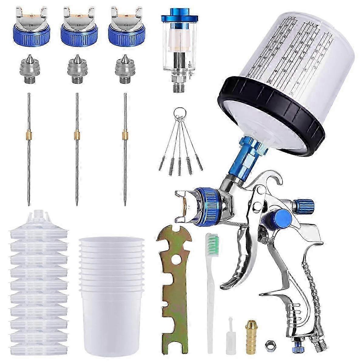 Optimized Hvlp Air Paint Kit with 10pcs Mixing Cups, Nozzles & Water Oil Separator