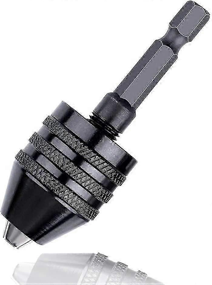 Keyless Drill Chuck, Hex Shank Quick Change Chuck Conversion Tool Electric Screwdriver Impact Driver Adapter Converter(2pcs, Black)