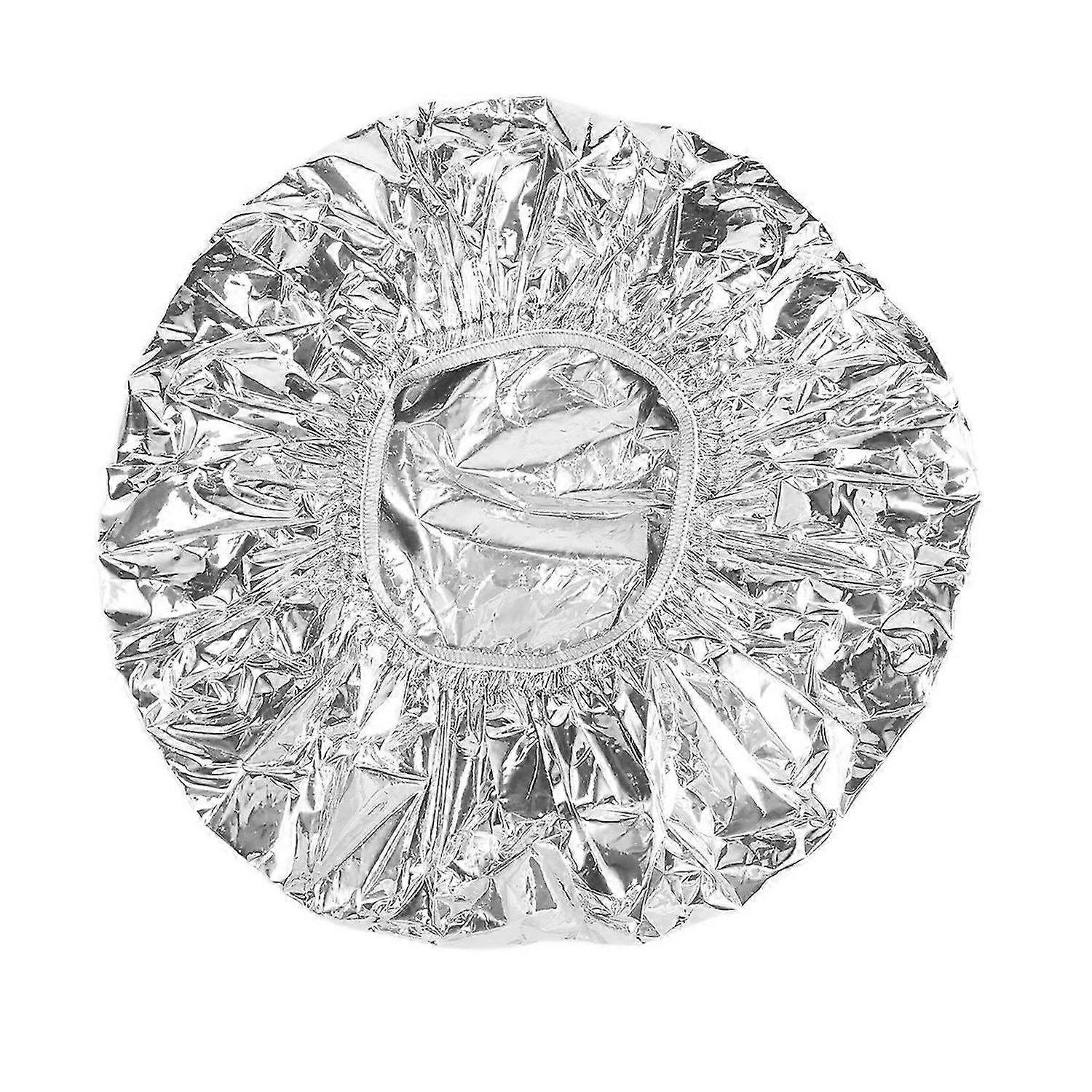 Shower Heat Insulation Aluminum Foil Hat Elastic Bathing Cap-Silver