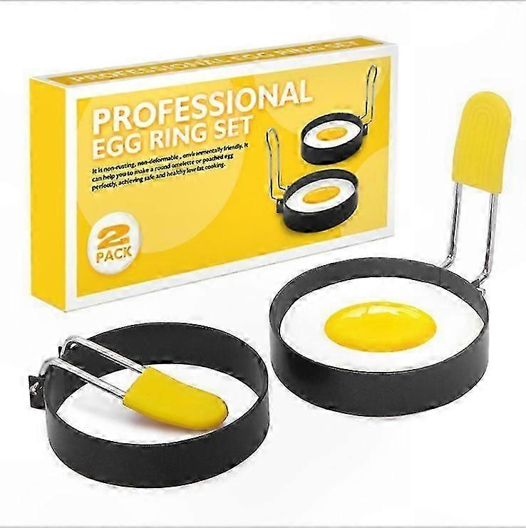 2-Pack Egg Rings with Heat-Resistant Handles for Safe Cooking