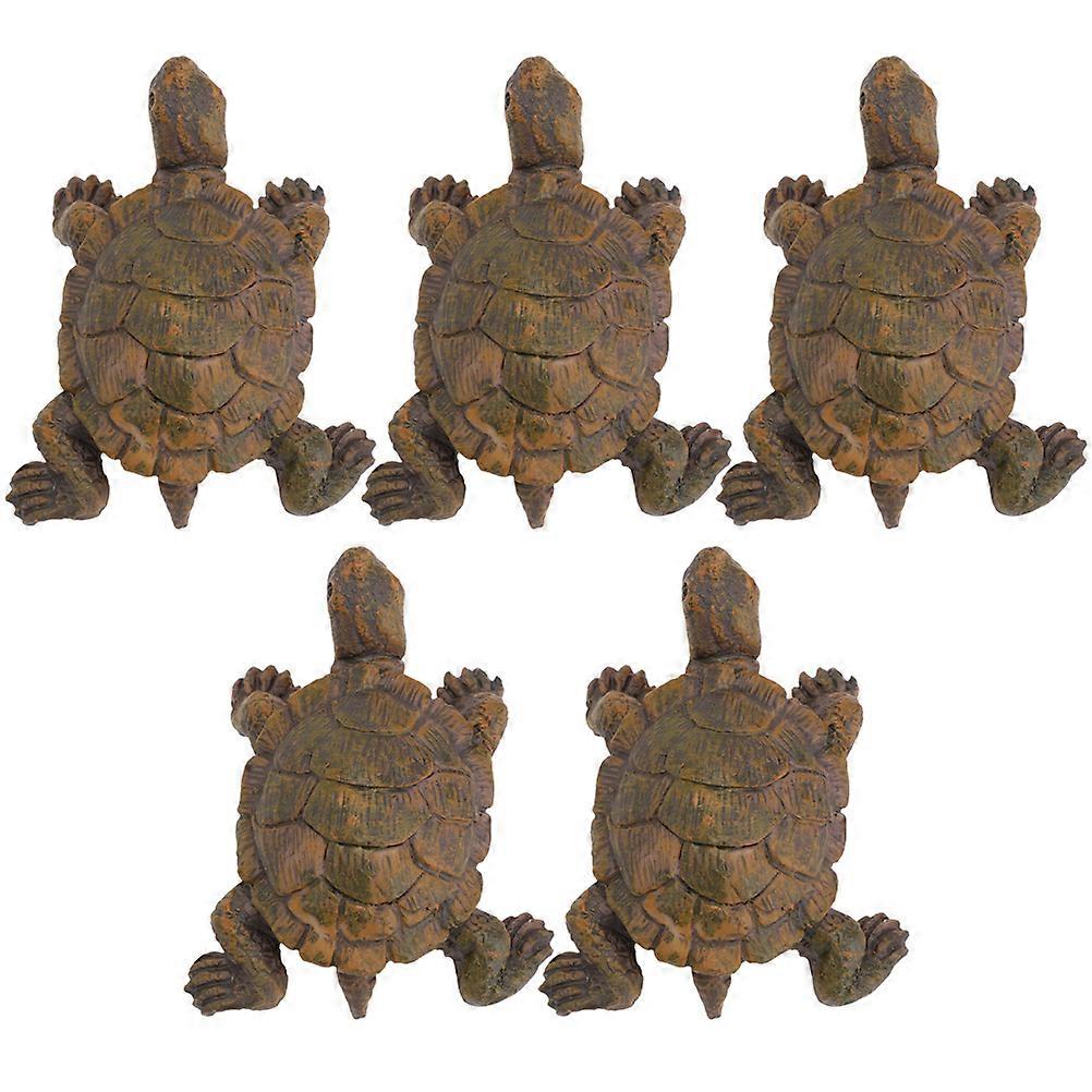 Miniature Turtle Statue for Decor 5Pcs Resin Figurines Garden Accessories