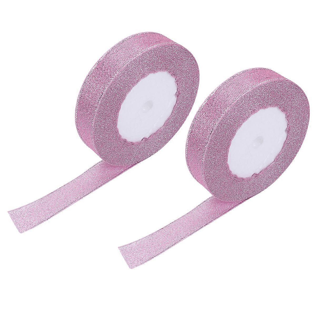 2Pcs Delicate Design Ribbon Flowers For Party And Celebration 2X2200Cm Pink Gift Wrapping Ribbon