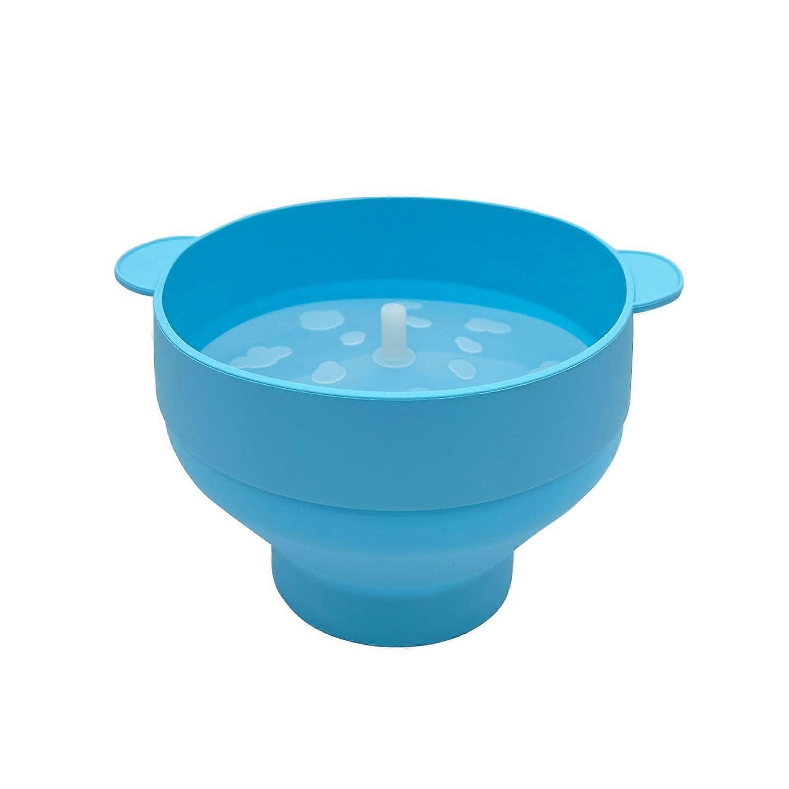 Silicone Microwave Popcorn Popper With Lid Collapsible Bowl Blue CoolTouch Handles For Home Use And Movie Nights