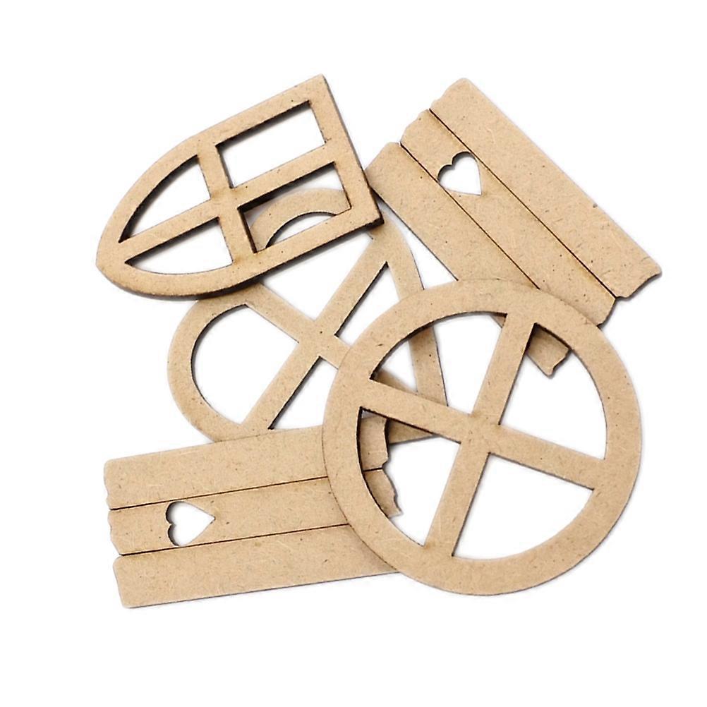 Wooden DIY Crafts Window Shape Cutouts for DIY Use 5Packs