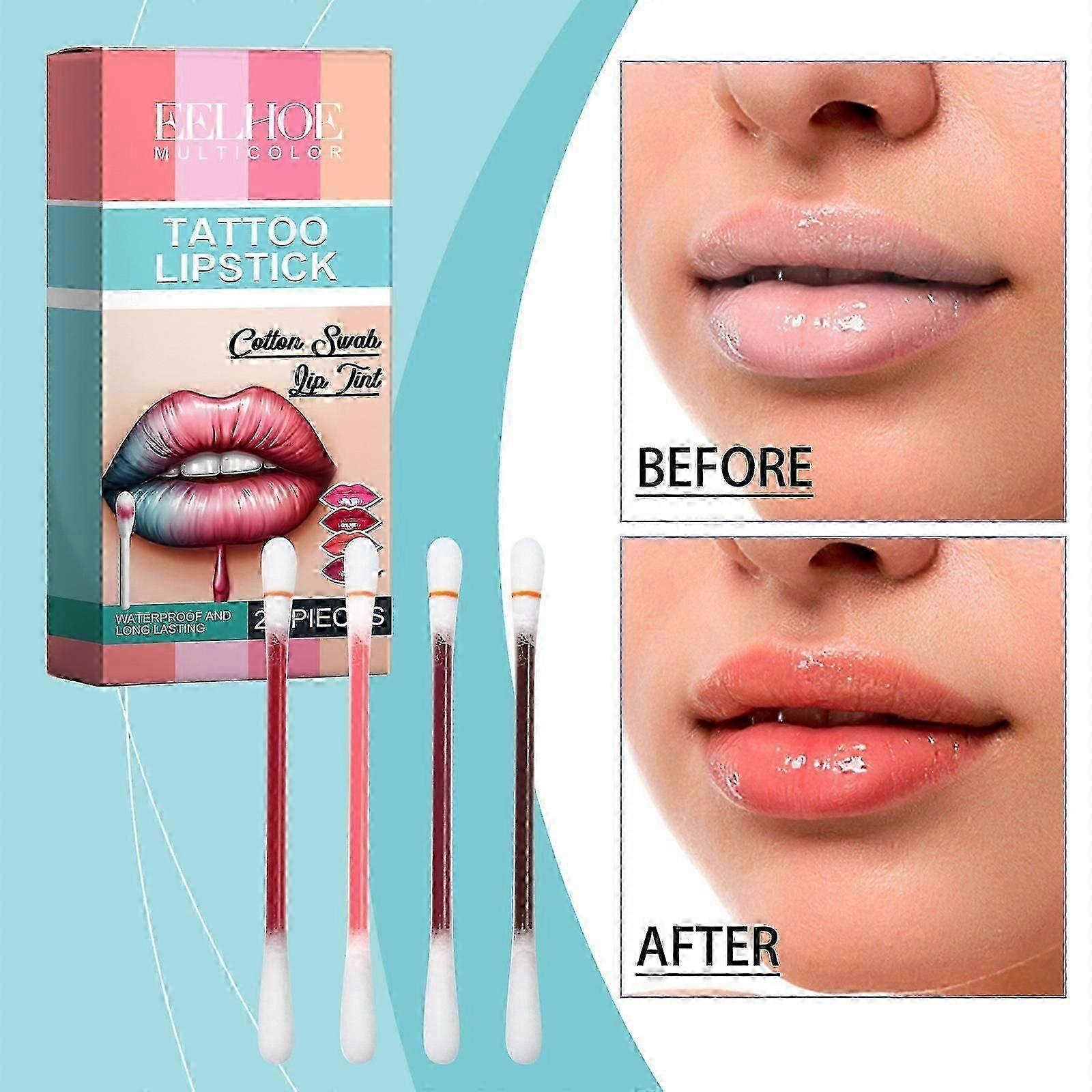 Convient pour le rouge à lèvres de tatouage, le brillant à lèvres portable liquide antiadhésif imperméable à l’eau de longue durée avec applicateur de coton-tige