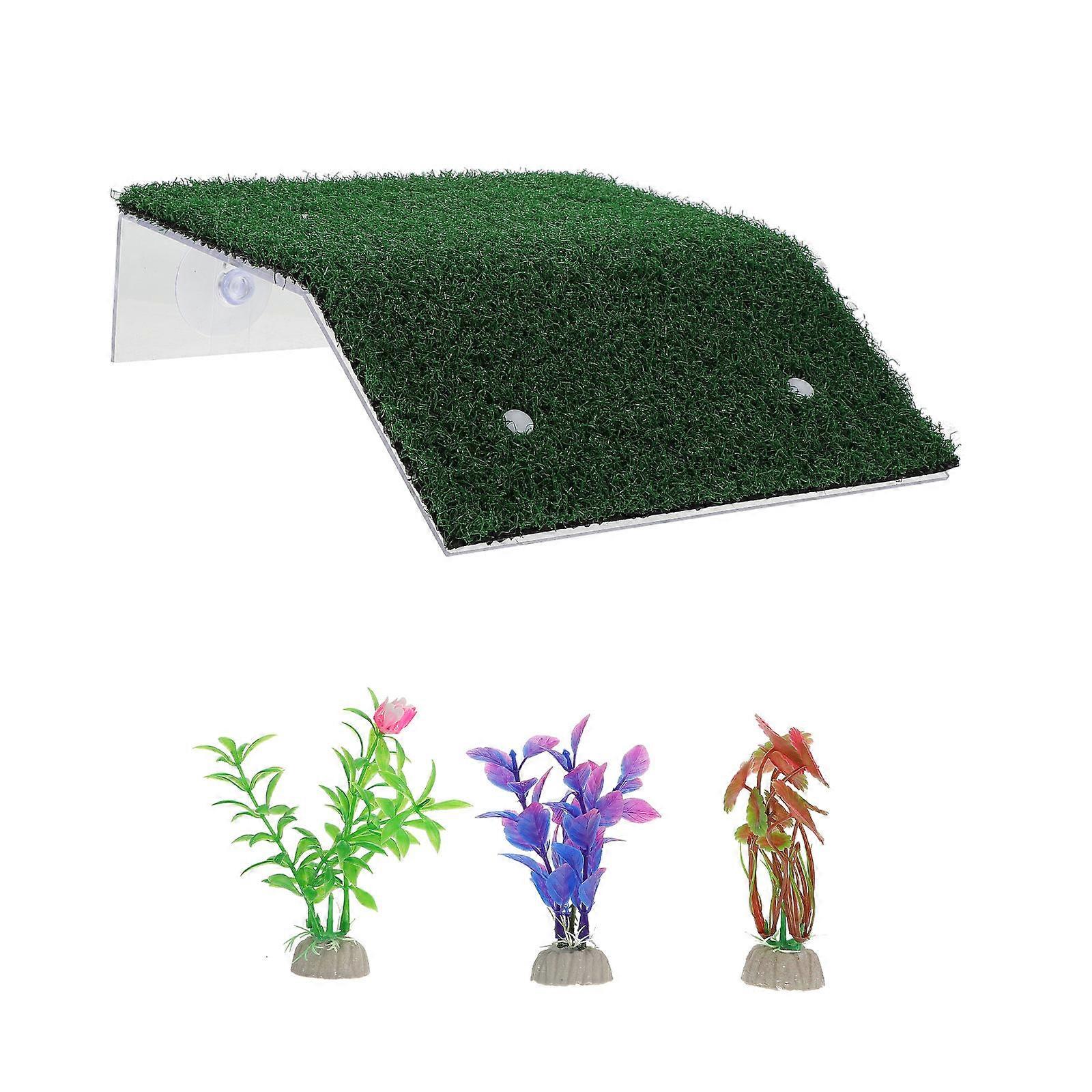 Plastic Turtle Resting Lawns for Aquarium Decor 1Set Simulation Lawn