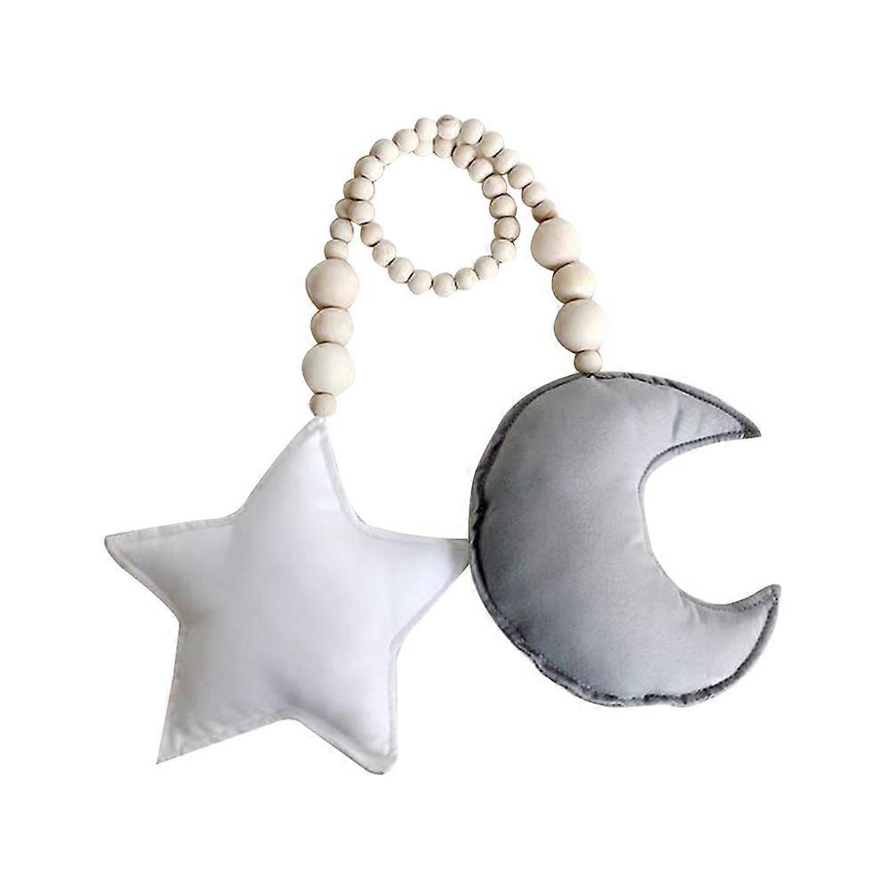 Ay ve Yıldız Ahşap Boncuklu Kreş ve Çadır için Çelenk Oda Dekoru için Çeşitli Renkler 1Pack