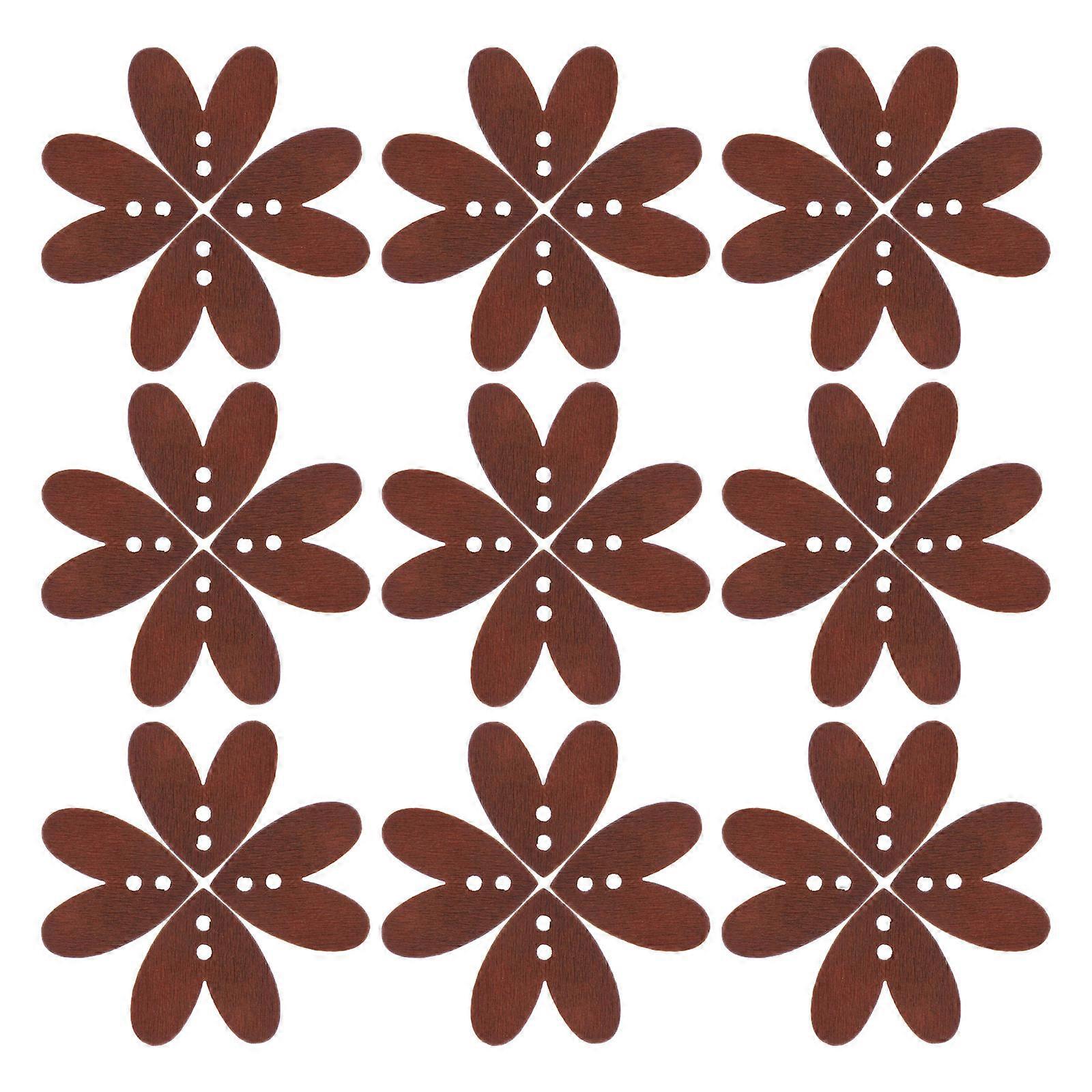 Wooden Heart Buttons for Crafts 200Pcs Brown Two Hole Decorative Buttons