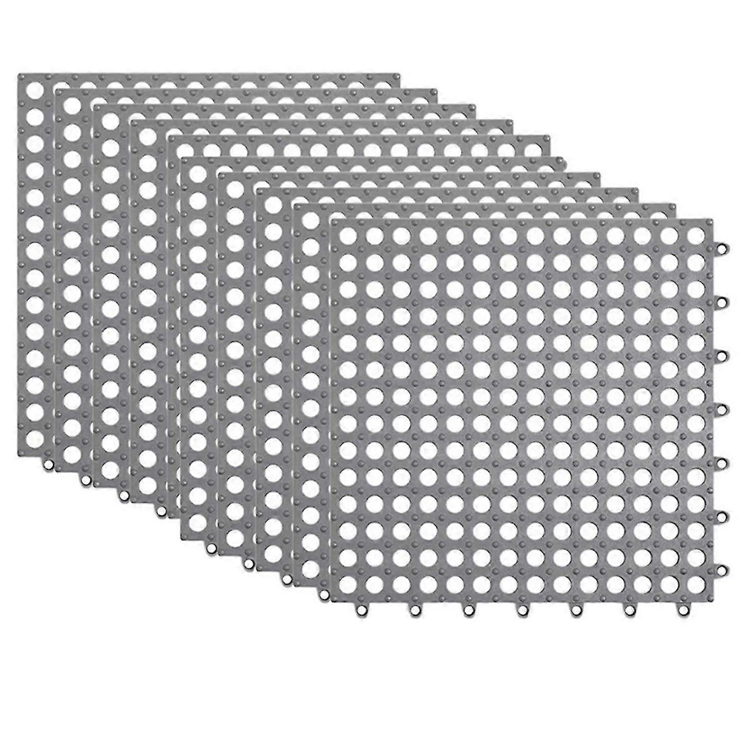 Non-Slip Floor Tiles - Soft Splicing Shower Mat for Bathroom, Gray