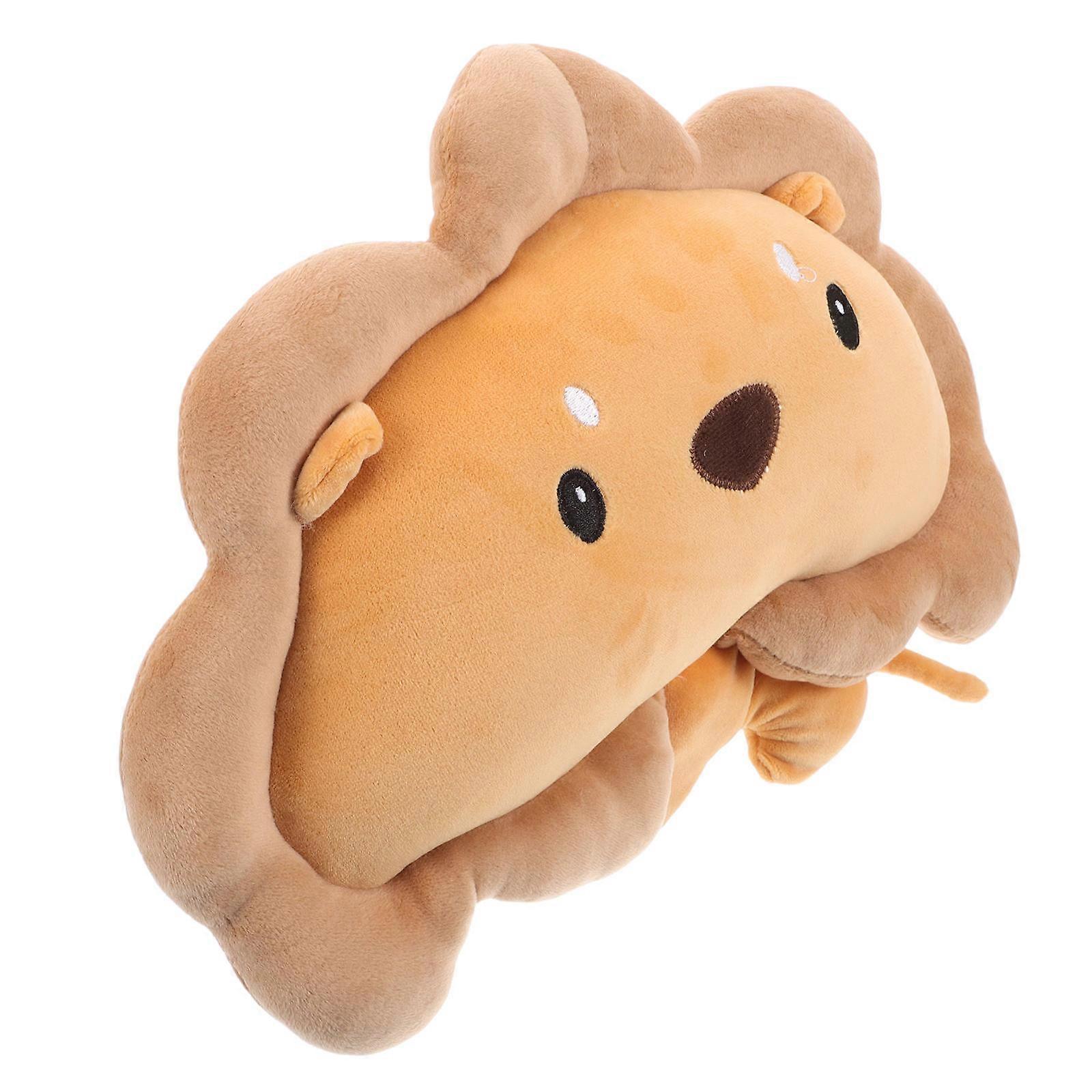 Car Headrest Neck Pillow Plush Lion Shape Soft Multi Material for Long Drives 1Set
