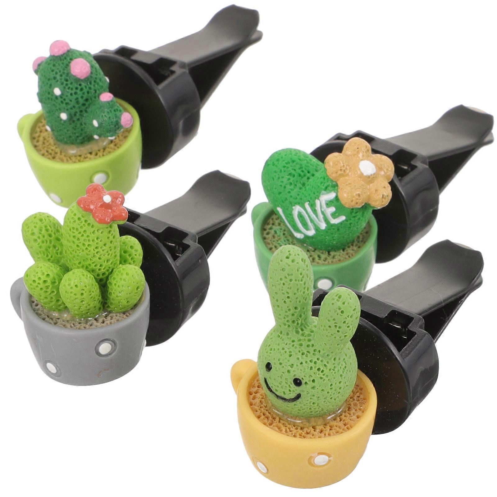 Assorted Color Cactus Air Freshener Car Vent Clips for Decor 4Pcs Set