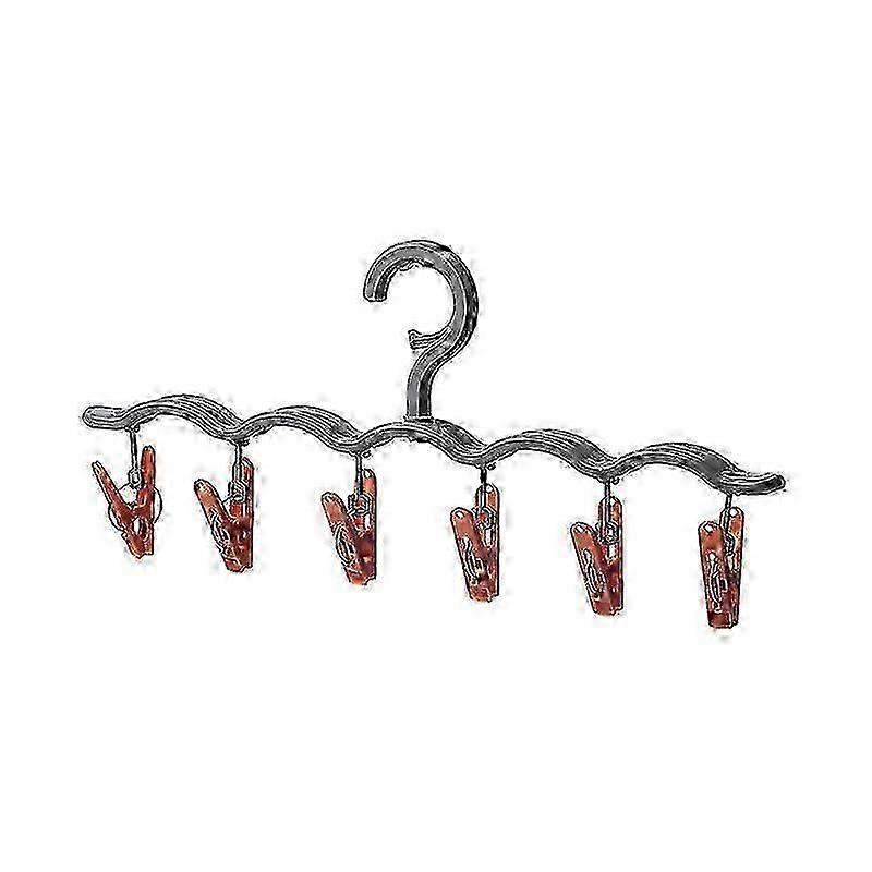 Hat Hanging Rack With 6 Clips Multipurpose Socks Bib Drying Hanger Clothes Coat Holder