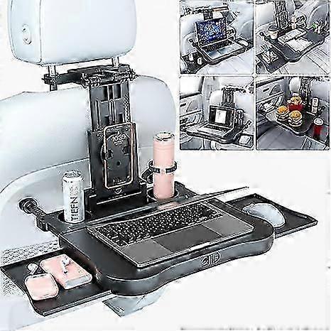 Foldable Car Back Seat Tray Table, Stable Auto Backseat Food Tray Desk for Rear Passenger Road Trip Eating & Work, Multifunctional Adjustable Travel T