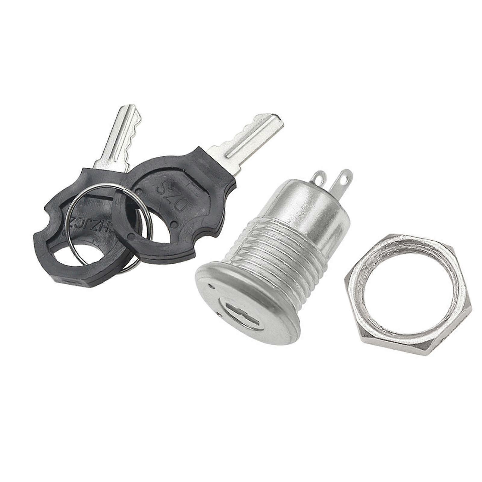 Electric Key Switch Sturdy Metal Replacement Multipurpose with 2 Keys 2 Pin