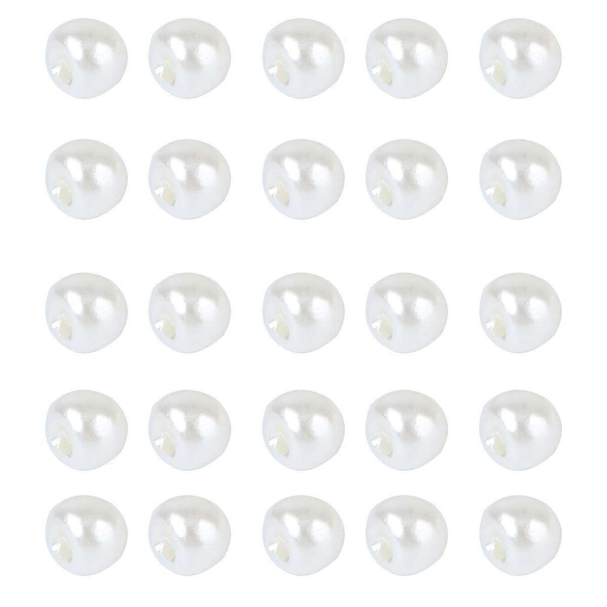 Creative Pearl Buttons Round Pearl Buckles for Decoration 50Pcs Beige
