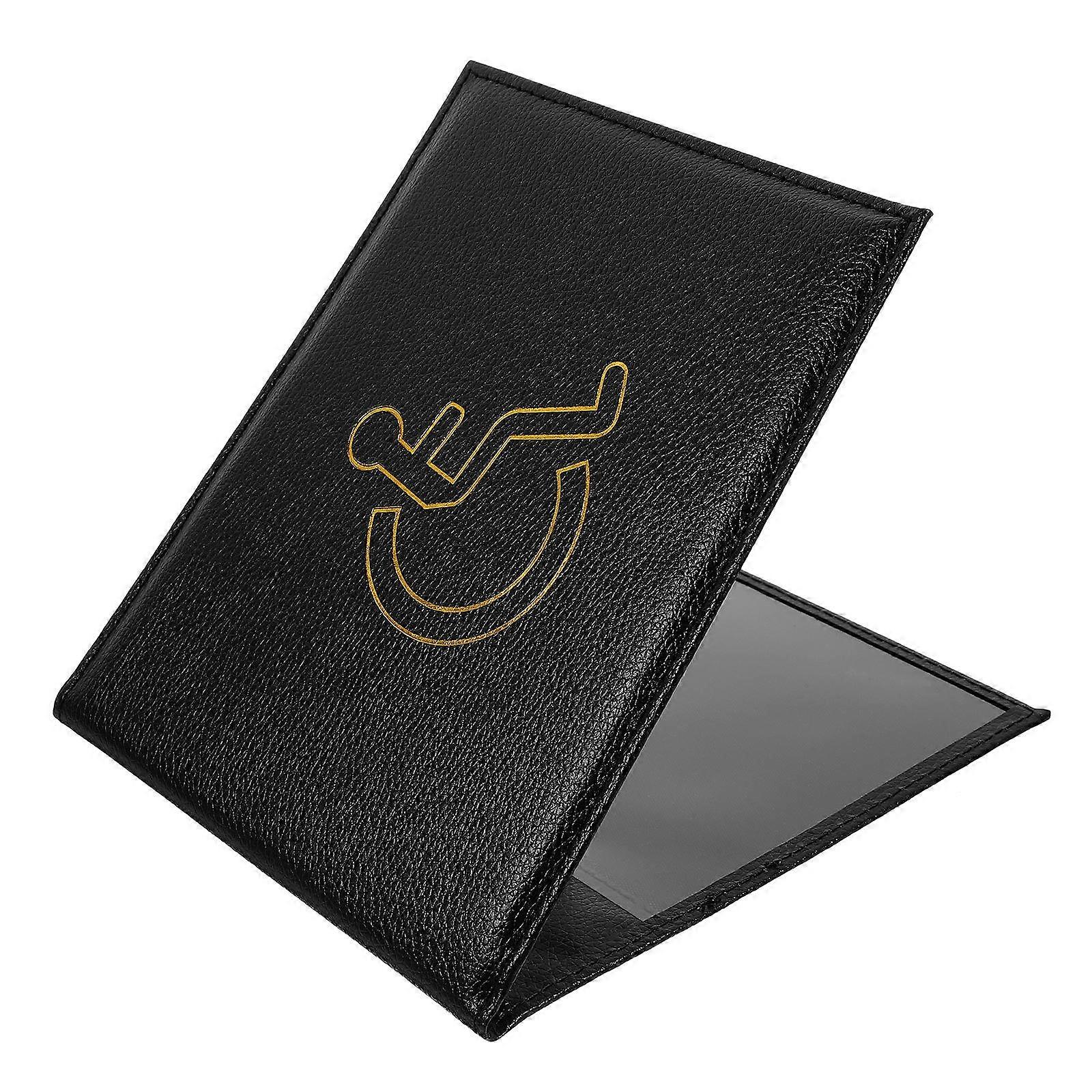 Multi-use Ticket Organizer ID Card Sleeve Cover For Disabled Certificates Ideal For Office And Travel Black PU Material With 1Set Feature