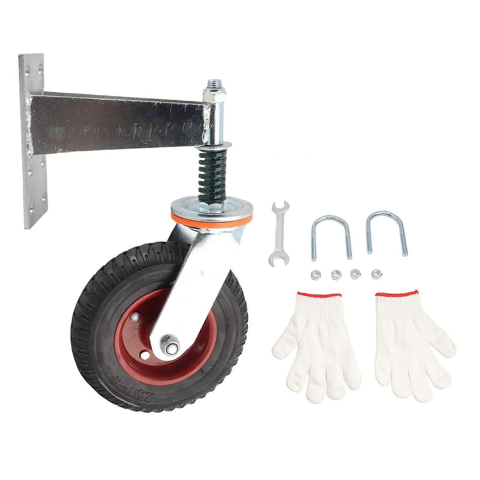 Fence Gate Wheel Shock Absorption Spring Loaded Universal Rubber Caster for Various Terrains 600lb Load Capacity Red