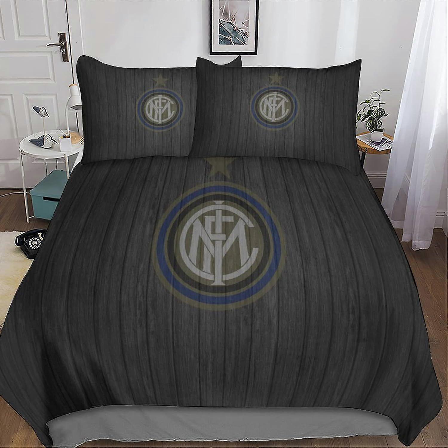 u120 Inter Milan Conjunto de capa de edredão 3D Super Club Impresso Roupa de cama Capa de edredão Conjunto 3 peças Microfibra Soft Cama capa de edredão com fecho de correr m120
