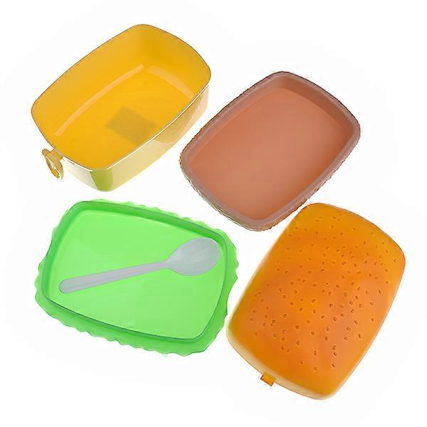 Three-Tier Oblong Lunch Box for Storing Items Multicolor