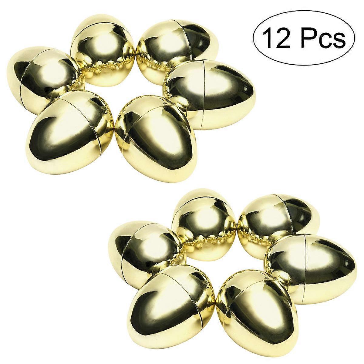 Plastic Golden Easter Eggs for Easter Party 12Pcs Decoration Set