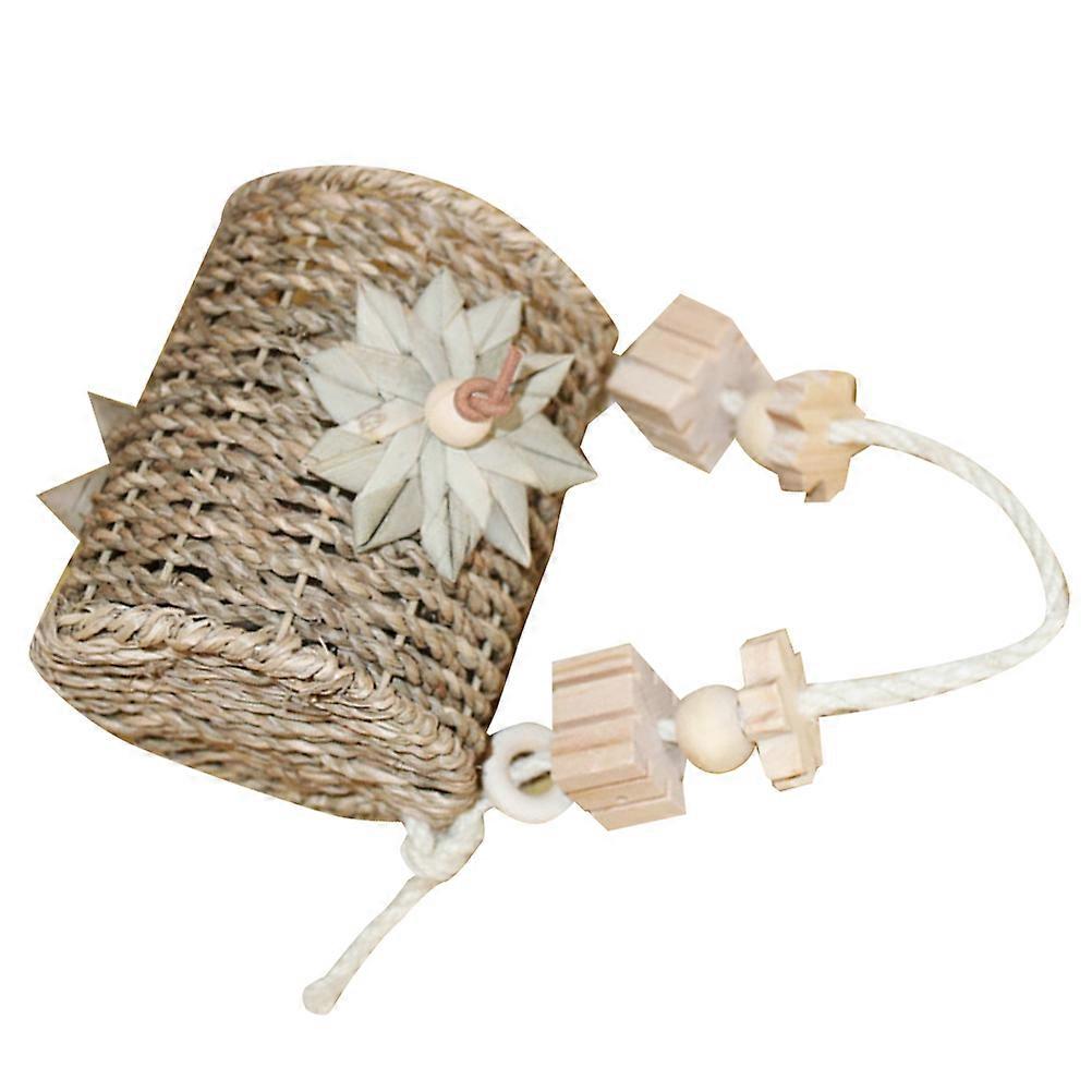 Pet Bird Hammock Toy 5Pcs Bird Nest Hanging Design For Parrots Indoor Use Durable Grass And Wood
