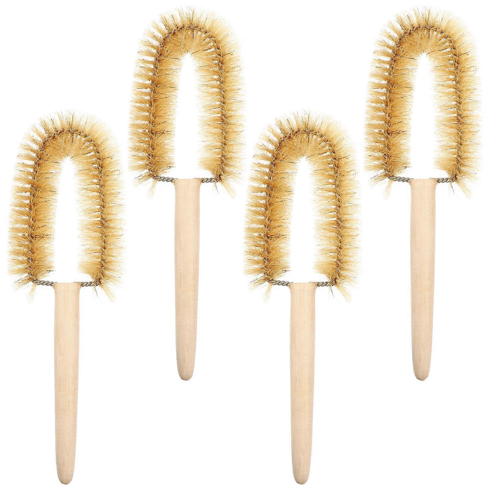 Experiment Beaker Cleaning Brush Set For Cleaning Cups And Bottles Made Of Light Brown Wood With Long Handle