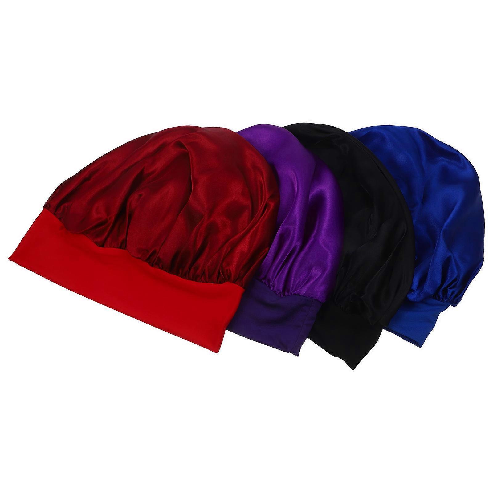 Satin Bonnet for Sleeping 12Pcs Soft Satin Sleep Hat with Elastic Band